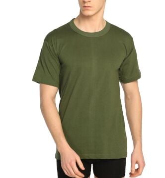 Asker Koyu Yeşil O Yaka Kısa Kol Fanila