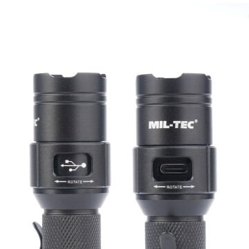 MIL-TEC® MINI el feneri 450lm IPX7 şarj edilebilir SİYAH