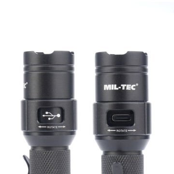 MIL-TEC® MINI el feneri 450lm IPX7 şarj edilebilir SİYAH