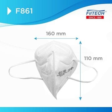 MASKE FILTECH F861 FFP2 CE Sertifikalı Beyaz Solunum Maskesi 50 adet