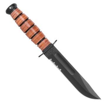 Ka-Bar - Kısa ABD Deniz Piyadeleri Bıçağı - Tırtıklı - Kahverengi - 1252