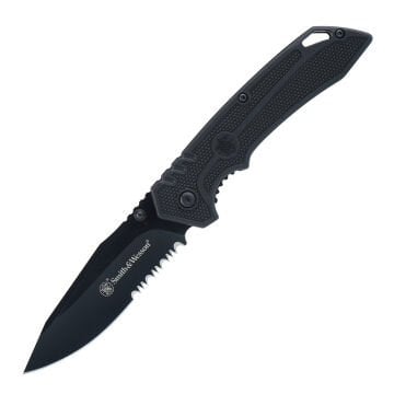 Smith & Wesson - Özel Operasyonlar Tırtıklı Katlanır Bıçak - 7Cr - Siyah - 1209514