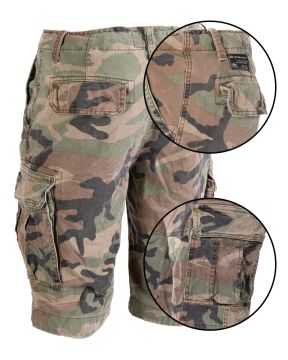 Mil-Tec® US Vintage Şort Taşlanmış Woodland